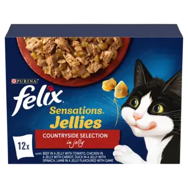 FELIX Sensations Jellies Countryside Selection Wet Cat Food ( 12pk × 85g ) - Pack of 4