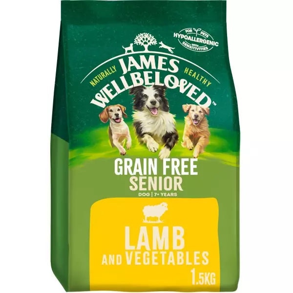 James Wellbeloved Grain Free Senior Dry Dog Food Lamb & Veg - 1.5kg