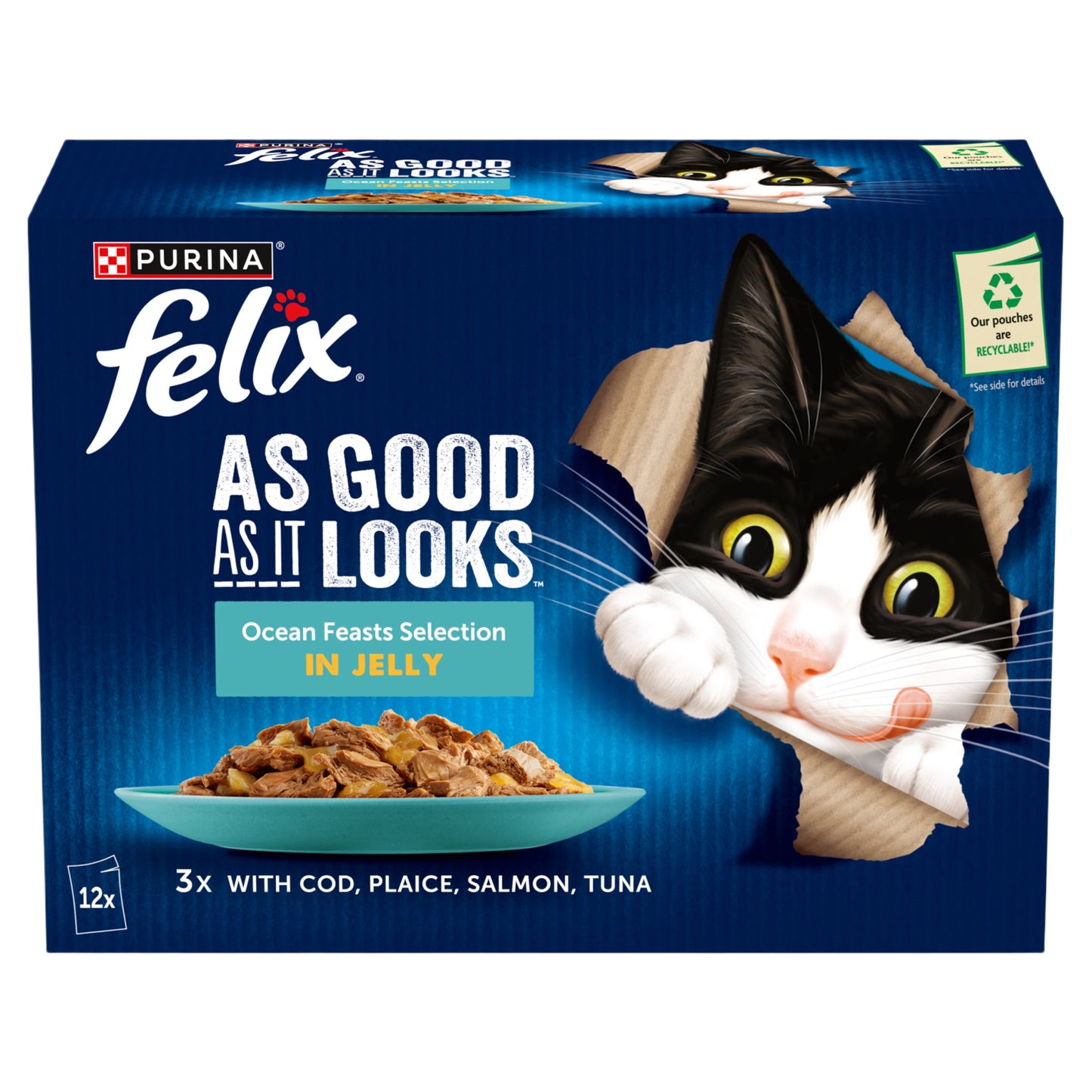 FELIX As Good As it Looks Ocean Feasts Wet Cat Food ( 12 × 85g ) × 4