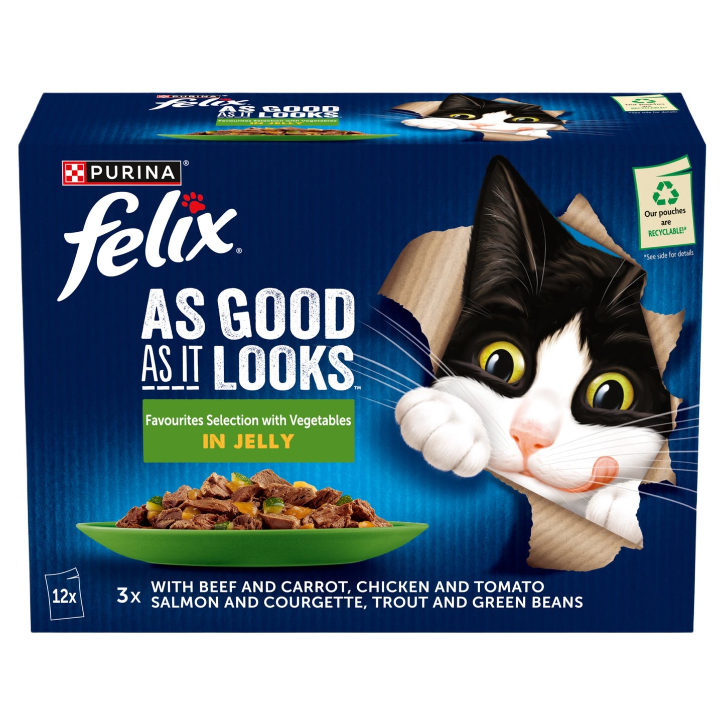 FELIX As Good As it Looks Favourites with Veg Wet Cat Food ( 12 × 85g ) × 4