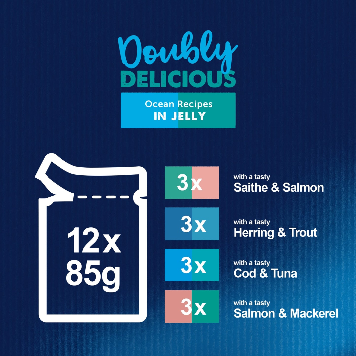 FELIX Doubly Delicious Ocean Recipes in Jelly Wet Cat Food ( 12pk × 85 g ) × 4