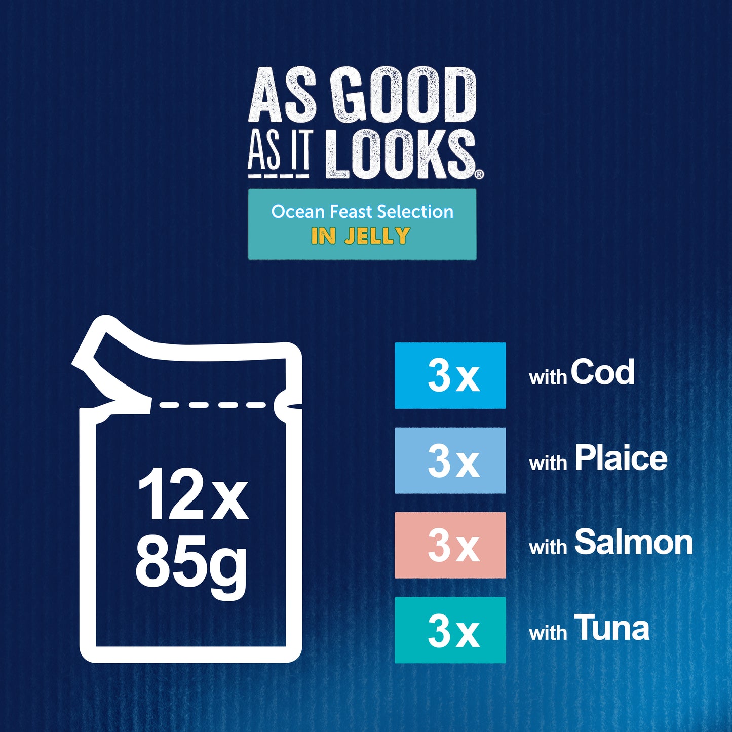 FELIX As Good As it Looks Ocean Feasts Wet Cat Food ( 12 × 85g ) × 4