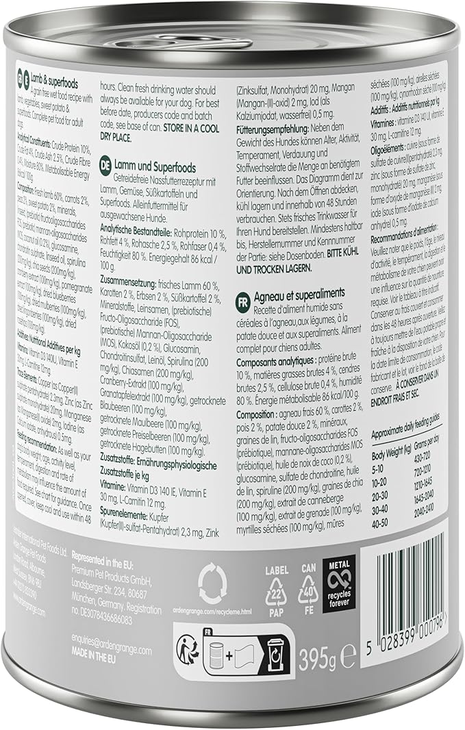 Arden Grange Adult Dog Grain Free Lamb & Superfoods (395g x 6)