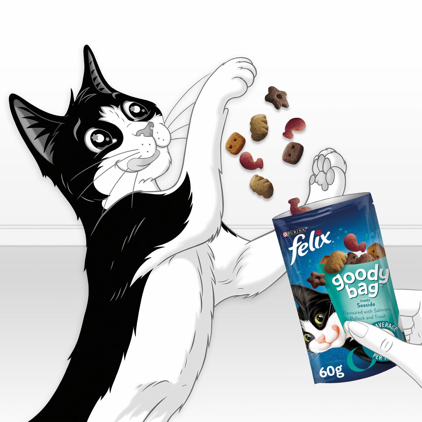 Felix Goody Bag Seaside Mix with Salmon, Pollock & Trout ( 60g × 8 )