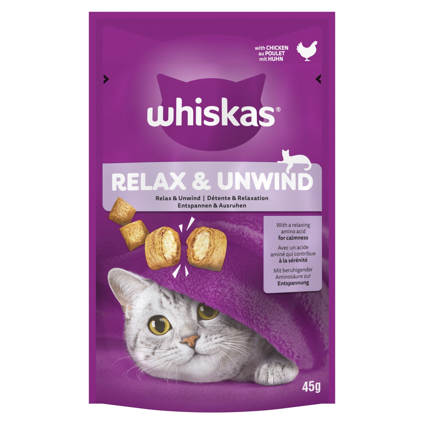 Whiskas Relax & Unwind Cat Treats - Whiskas Treats for Cats( 45g × 8 )