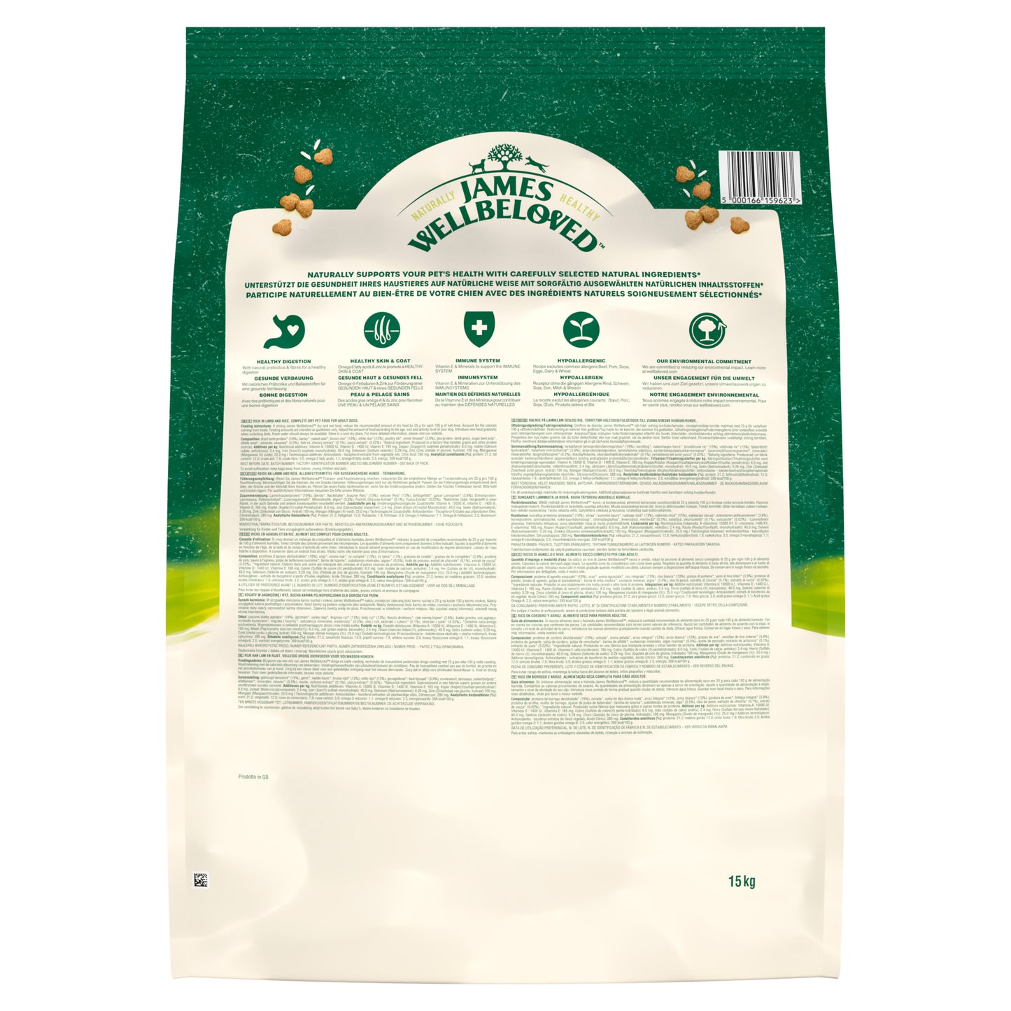 James Wellbeloved Adult Dry Dog Food Lamb & Rice - 15kg