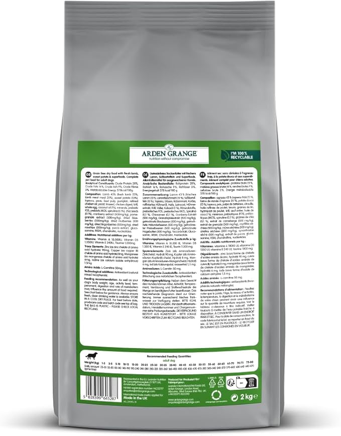 Arden Grange Adult Dog Grain free Lamb & Superfoods - 2kg