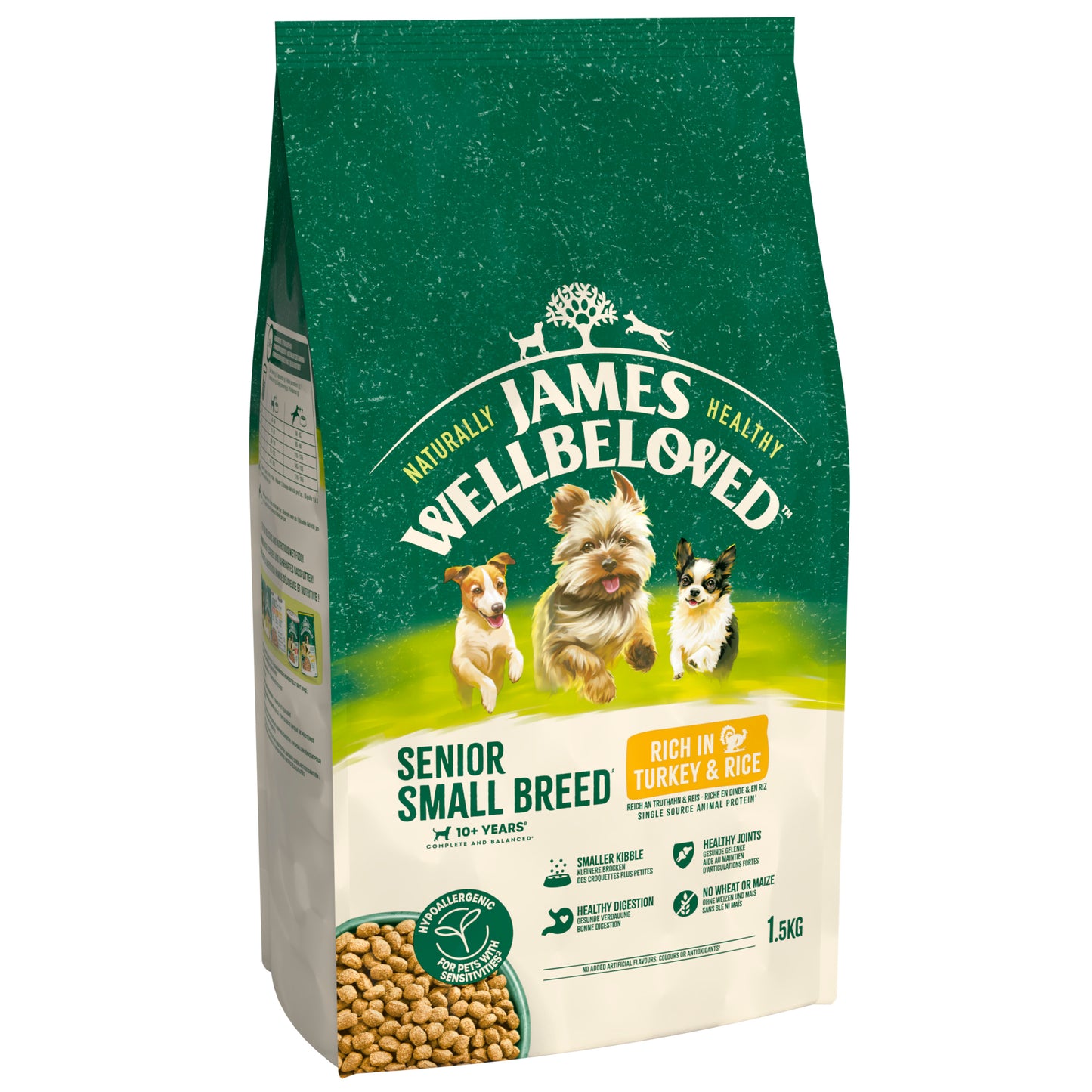 James Wellbeloved Senior Small Breed Dry Dog Food Turkey & Rice - 1.5kg