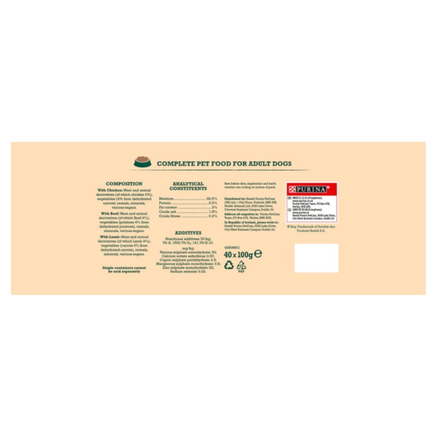 Winalot Meaty Chunks Pouches Mega Pack Mixed Chunks in Gravy 40 Pack, 100g