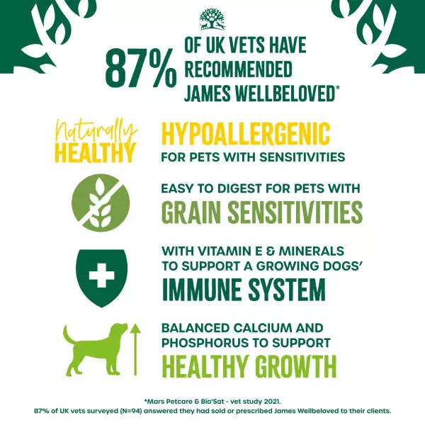 James Wellbeloved Grain Free Puppy/Junior Dry Dog Food Turkey & Veg - 1.5kg