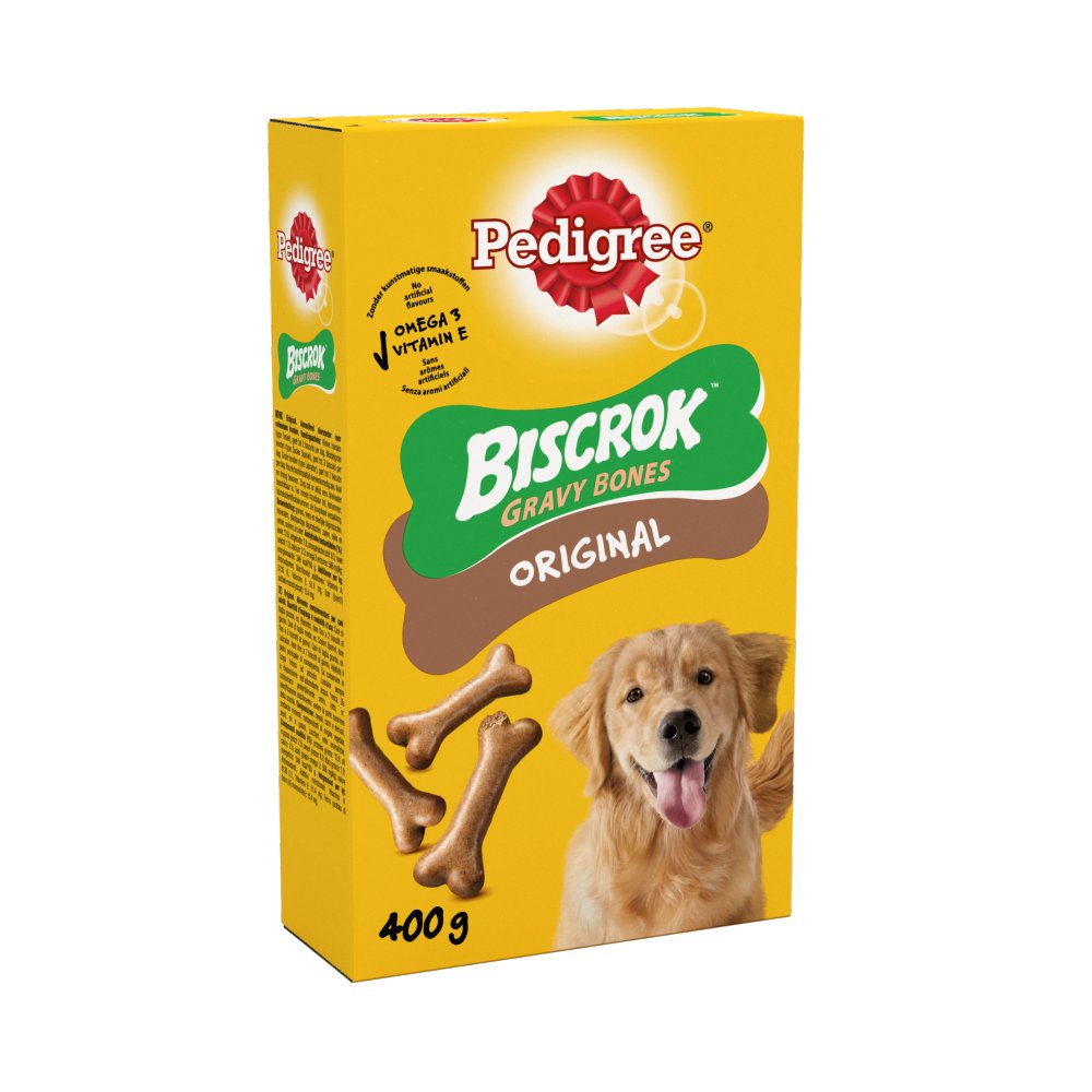 Pedigree Biscrok Gravy Bones Adult Dog Treats Original Biscuits ( 400g x 12 )