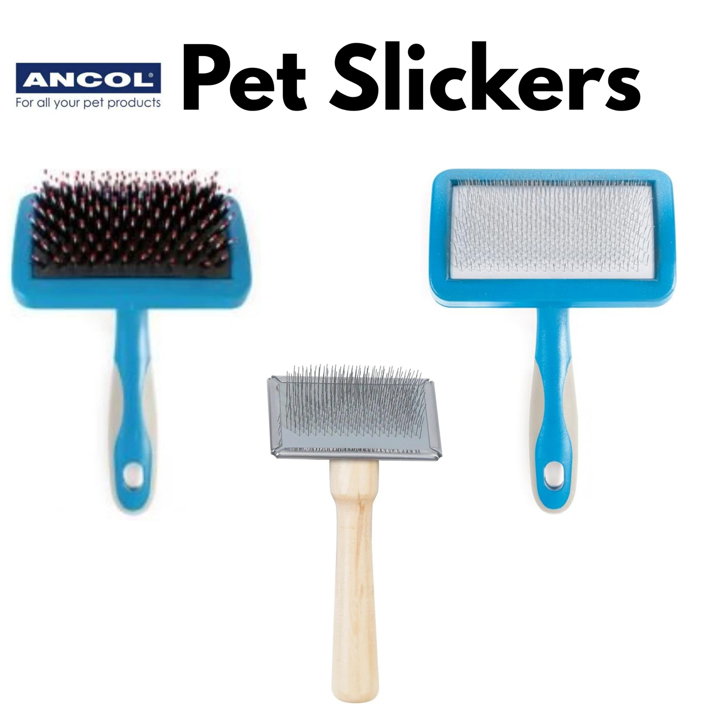 Ancol Ergo Slicker Brushes – Wooden,Universal & Hedgehog – Small Medium Large
