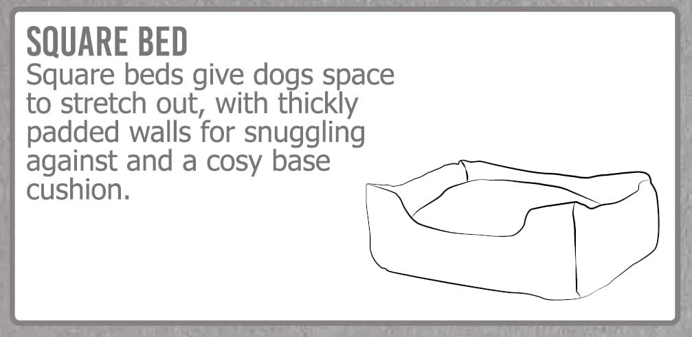 Ancol Sleepy Paws Square Bed For Dogs Navy and Iced Plush All Sizes
