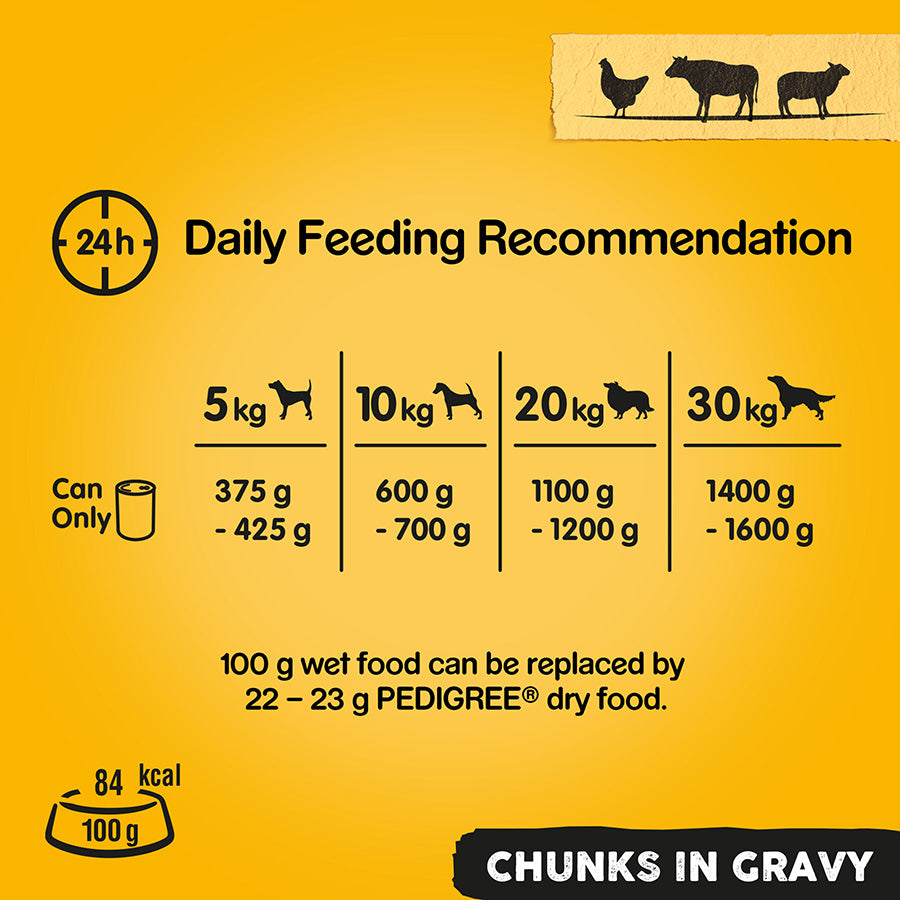 Pedigree Adult Wet Dog Food Tins Country Casseroles in Gravy ( 6pk × 400g ) x 4