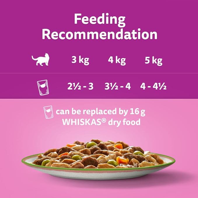 Whiskas 1+ Chef's Choice Mix Adult Wet Cat Food Pouches in Gravy - (12 × 4 = 48 pack)