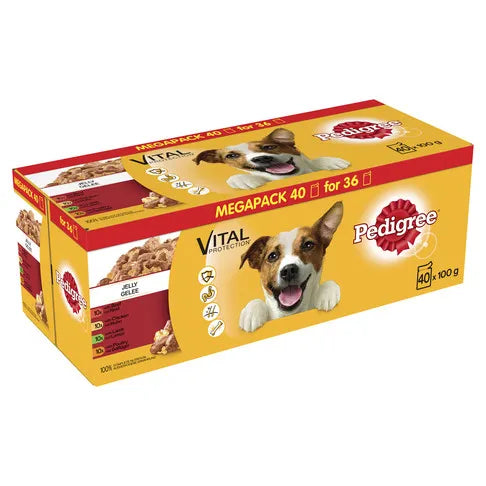 Pedigree Dog Pouches Mixed Selection in Jelly 40 for 36 Mega Pack - 400g