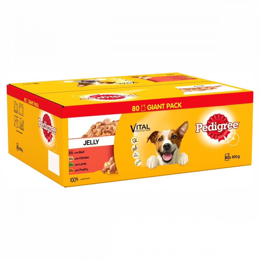 Pedigree Dog Pouches Mixed Selection in Jelly (80 Mega Pack x 100g)