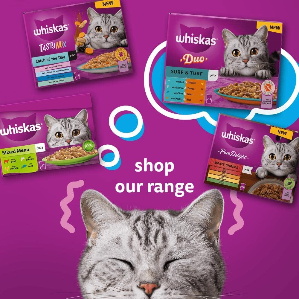 Whiskas 1+ Chef's Choice Mix Adult Wet Cat Food Pouches in Gravy - (12 × 4 = 48 pack)