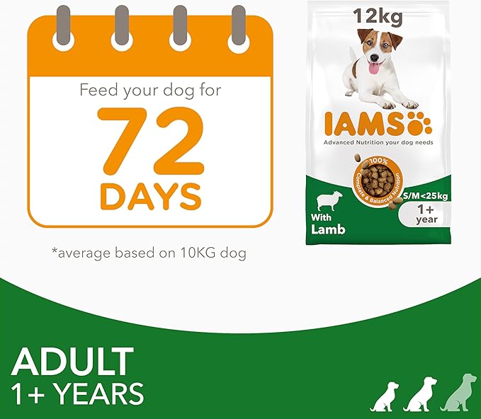 IAMS Adult Dry Dog Food Lamb Small/Medium - 12kg