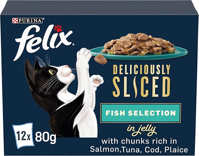 Felix Deliciously Sliced Fish Selection in Jelly Wet Cat Food ( 12 Pack × 80g ) - 4 pack