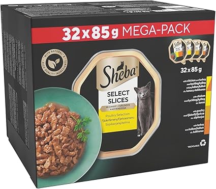 Sheba Select Slices Cat Trays Poultry Collection in Gravy ( 32 Pack × 85g )