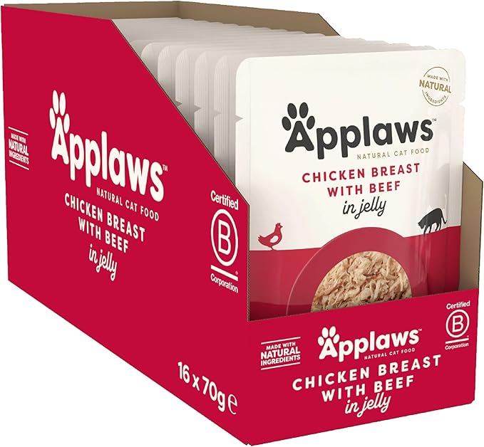Applaws Cat Pouch Jelly Chicken & Beef 16pk × 70g