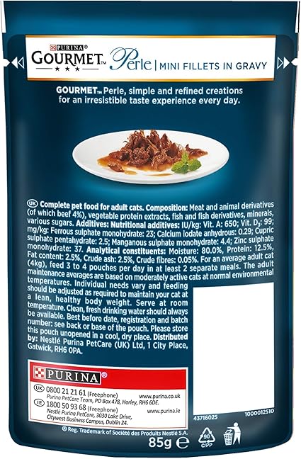 Gourmet Perle Beef Mini Fillets In Gravy Wet Cat Food ( 85g x 26 )