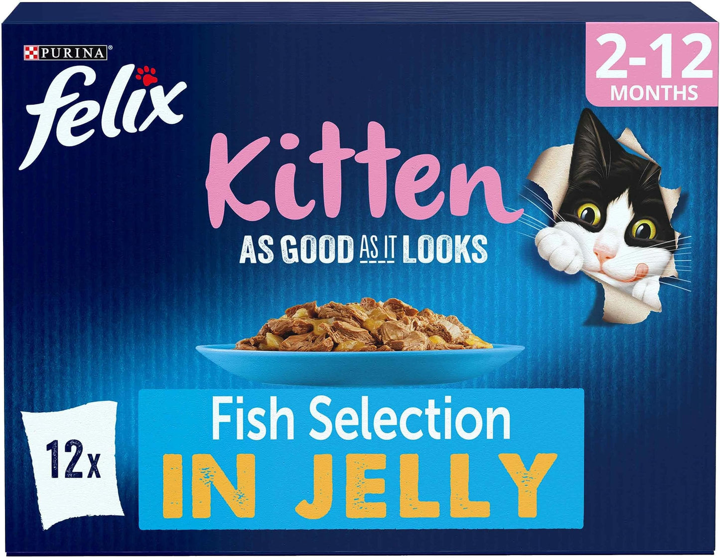 FELIX As Good As it Looks Kitten Fish in Jelly Wet Cat Food (12pk × 85g) - 4 pack
