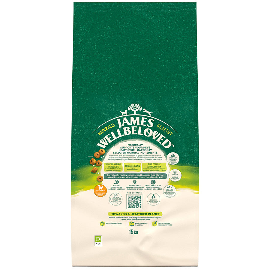 James Wellbeloved Adult Large Breed Dry Dog Food Turkey & Rice - 15kg