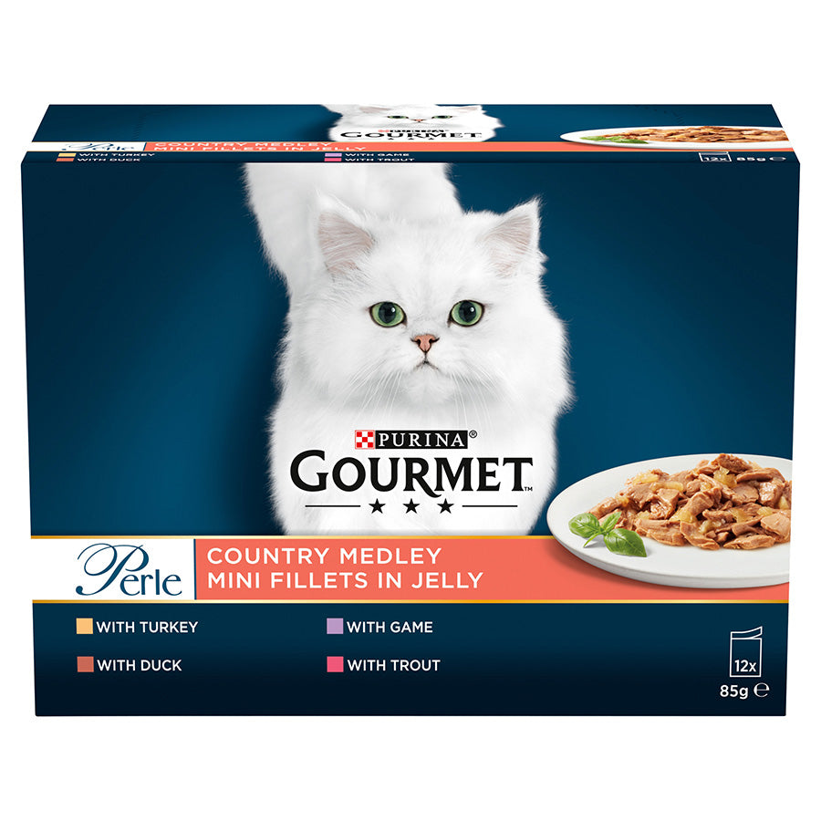 Gourmet Perle Country Medley in Jelly Turkey, Trout, Duck & Game ( 12 x 85g ) x 4 Pck