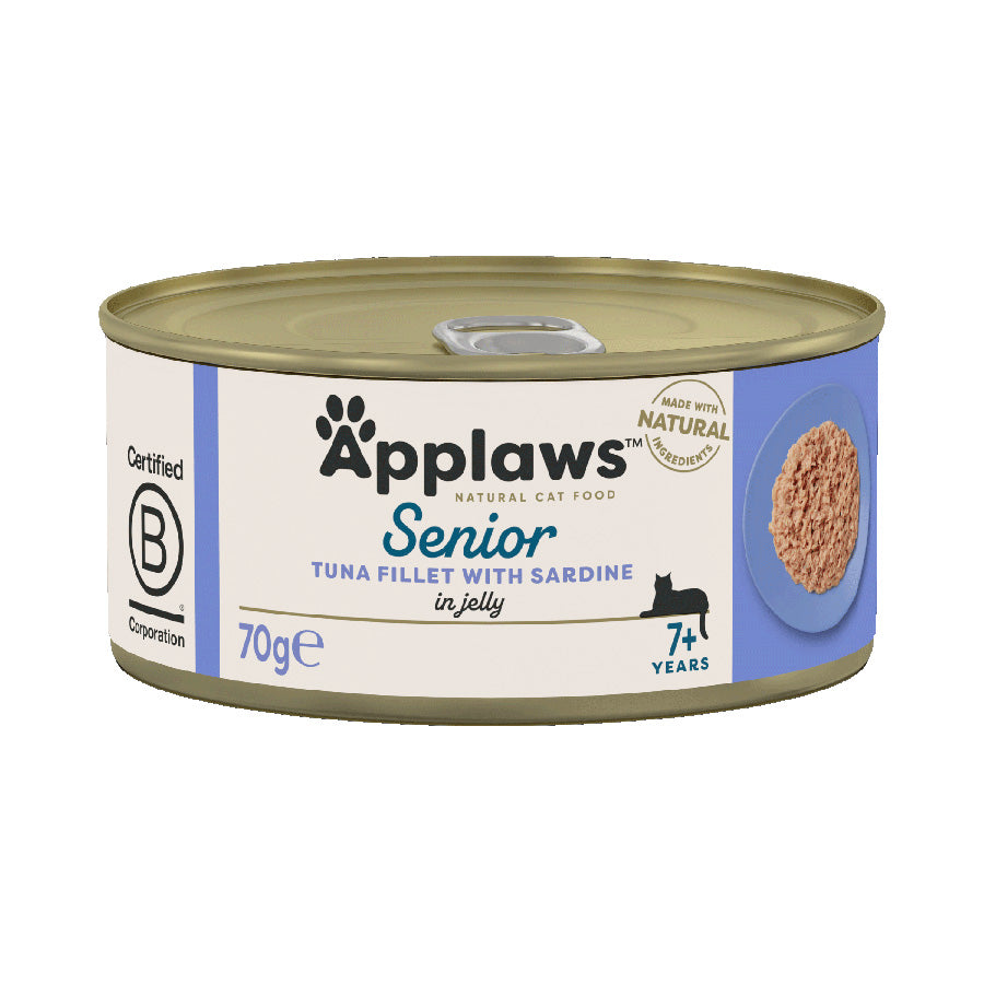 Applaws Natural Wet Senior Cat Food Tuna Fillet with Sardine in Jelly - ( 24 x 70g )
