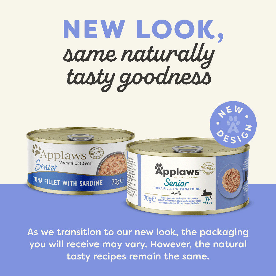 Applaws Natural Wet Senior Cat Food Tuna Fillet with Sardine in Jelly - ( 24 x 70g )