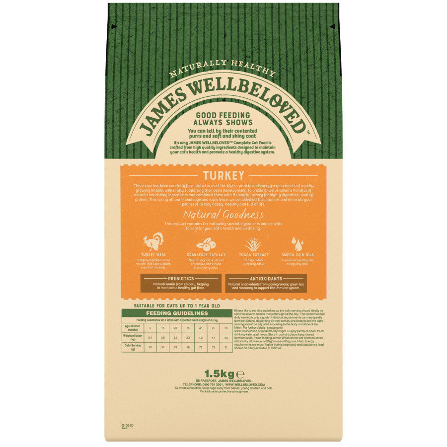 James Wellbeloved Kitten Dry Cat Food Turkey - 1.5kg