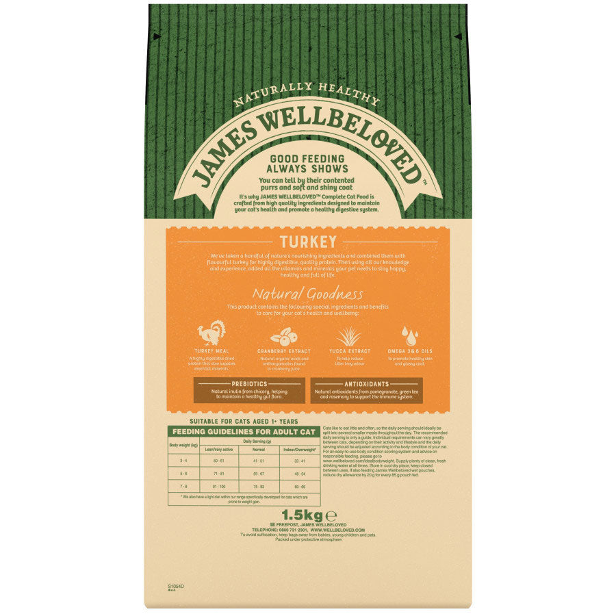 James Wellbeloved Adult Dry Cat Food Turkey - 1.5kg