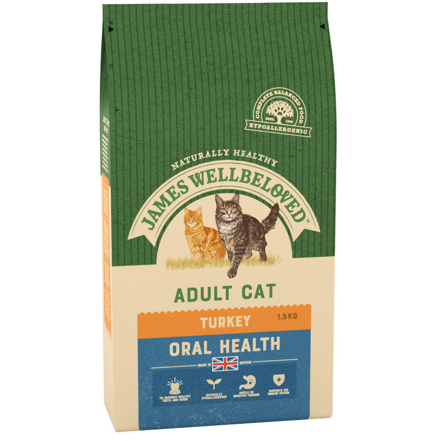 James Wellbeloved Oral Health Adult Dry Cat Food Turkey - 1.5kg