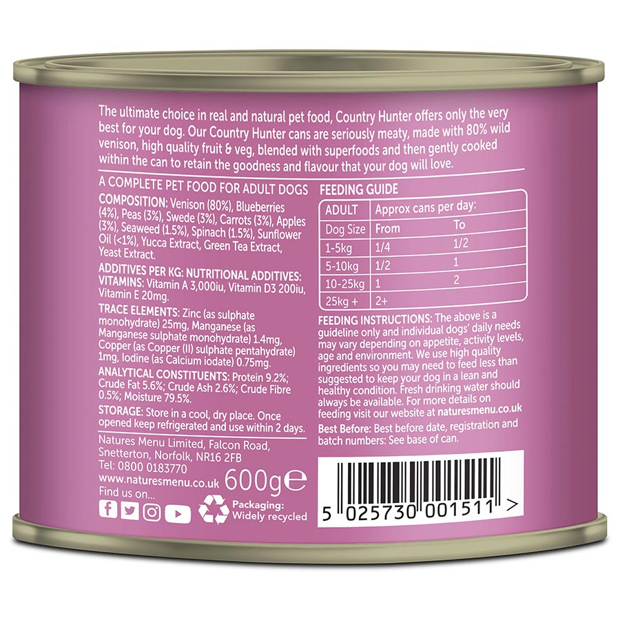 Country Hunter 80% Wild Venison with Superfoods ( 600g x 6 )