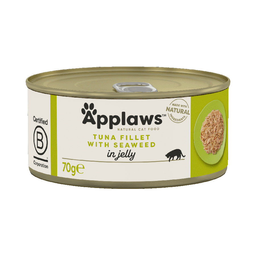 Applaws Natural Wet Adult Cat Food Tuna Fillet with Seaweed in Jelly - 70g × 24 tins