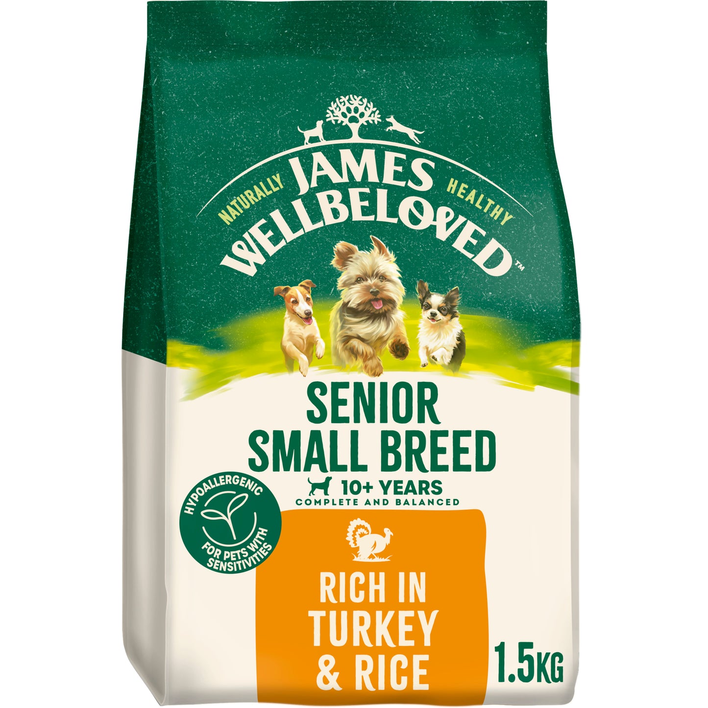 James Wellbeloved Senior Small Breed Dry Dog Food Turkey & Rice - 1.5kg