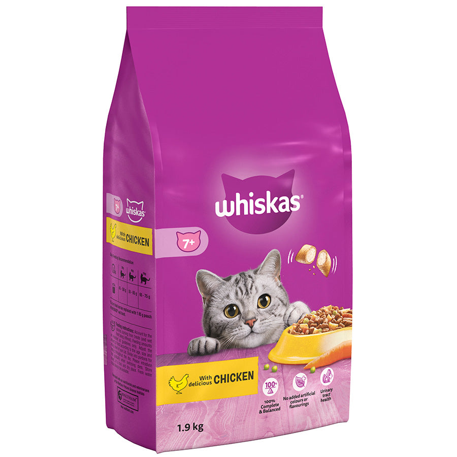 Whiskas 7+ Chicken Dry Cat Food for Senior Cats – 1.9kg