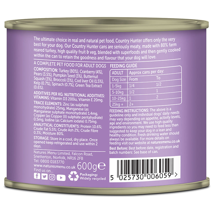 Country Hunter 80% Farm Reared Turkey with Superfoods ( 600g x 6 )