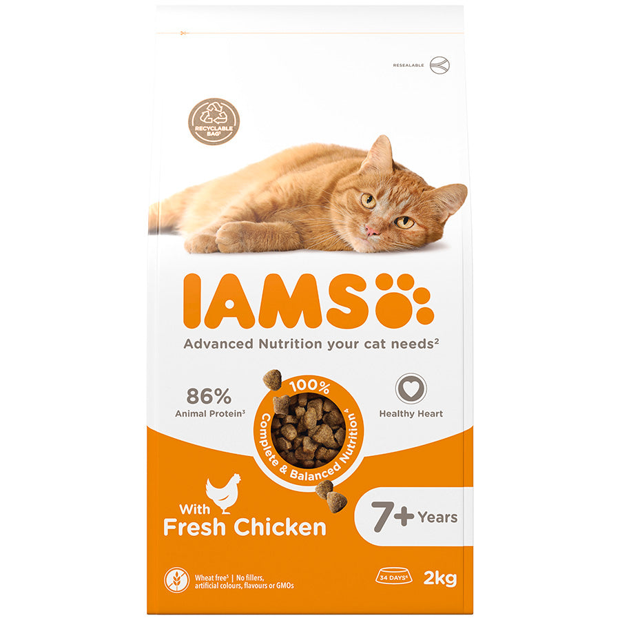 IAMS Senior Dry Cat Food Chicken ( 2kg x 2 )