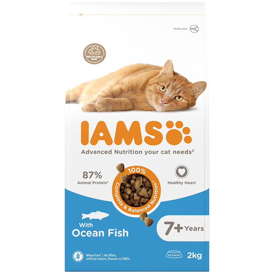 IAMS Senior Dry Cat Food Ocean Fish ( 2kg x 2 )