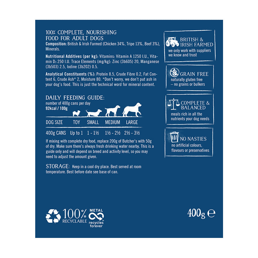 Butcher's Tripe Dog Food Can 400g - 12pk