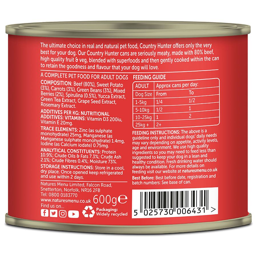 Country Hunter 80% Beef with Superfoods - ( 600g x 6 )
