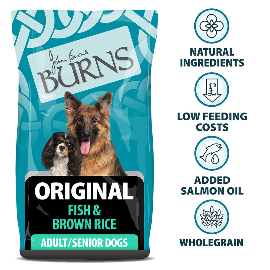 Burns Original Fish and Brown Rice Dry Dog Food - 12kg