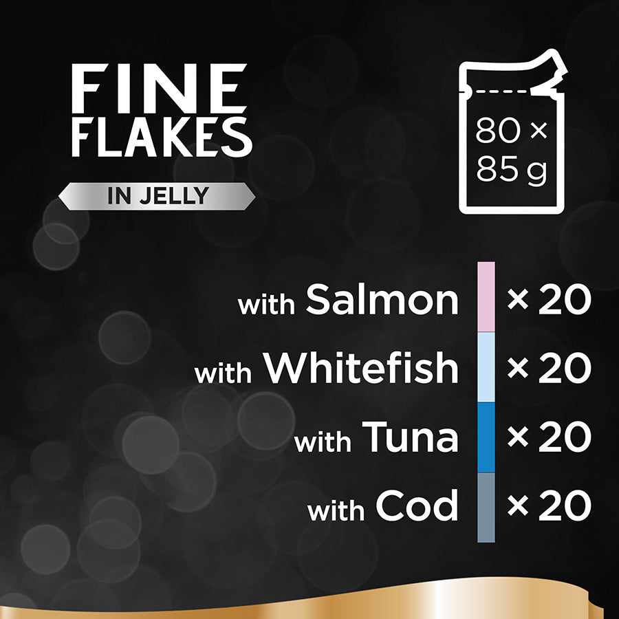 Sheba Fine Flakes Cat Pouches Fish Collection in Jelly 80 Pack x 85g