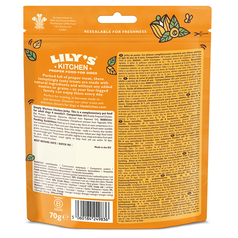 Lily's kitchen Dog Chicken Jerky ( 70g x 8 )