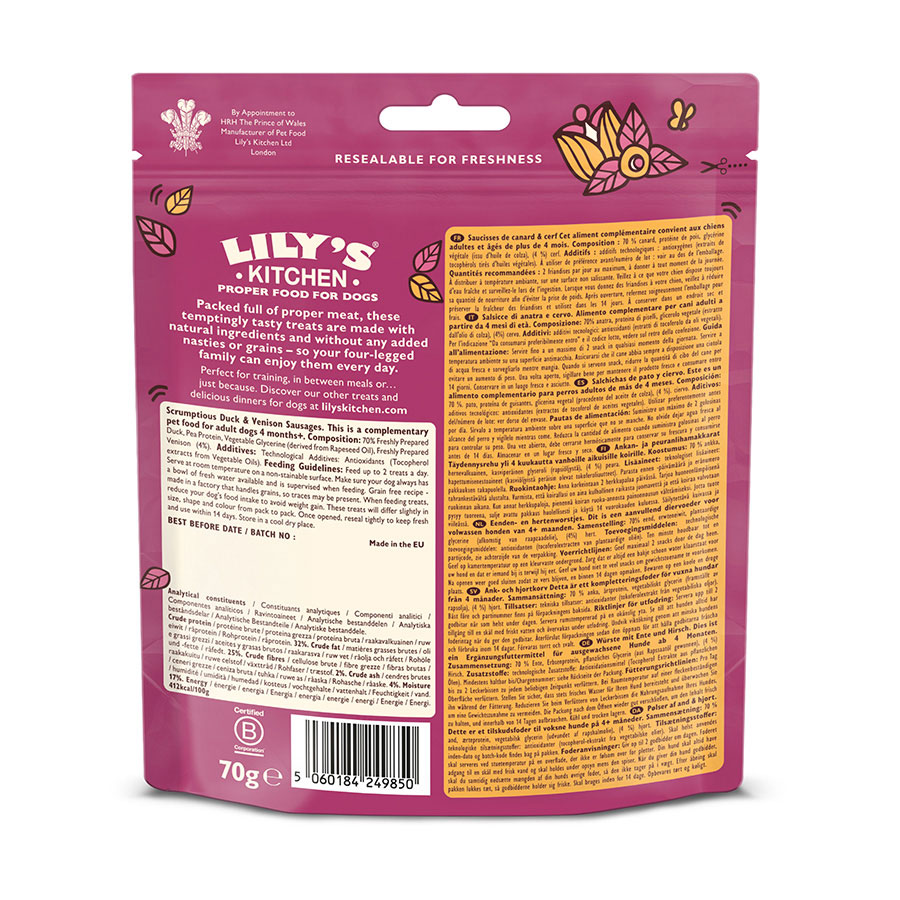 Lily's Kitchen Dog Duck & Venison Sausage ( 70g x 8 )