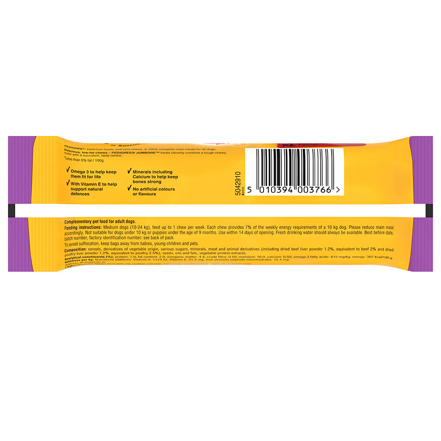 Pedigree Jumbone Medium Dog Treats with Beef & Poultry - 2stk ( Pack of 12 )
