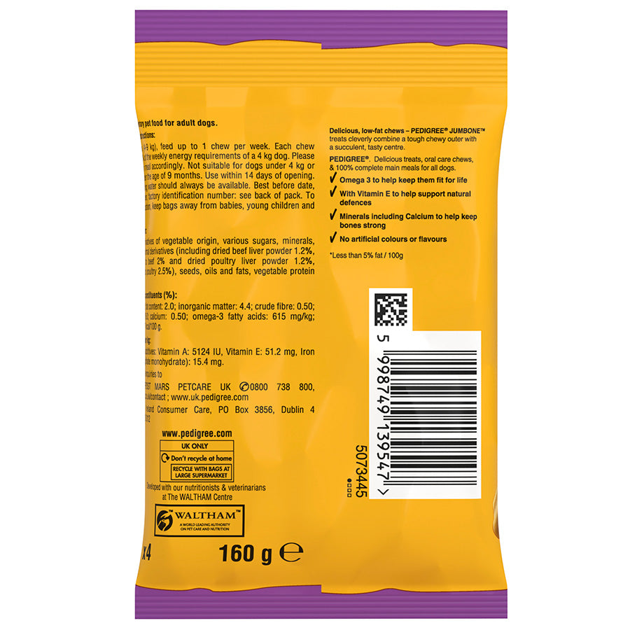 Pedigree Jumbone Small Dog Treats with Beef & Poultry 4 stk ( Pack of 8 )